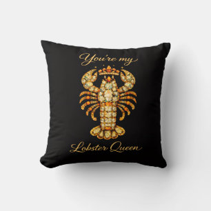 You're My Lobster Queen Bejewelled Diamond Luxury Throw Pillow