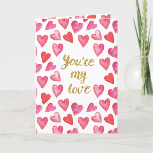 Youre My Love Red Romantic Hearts Holiday Card