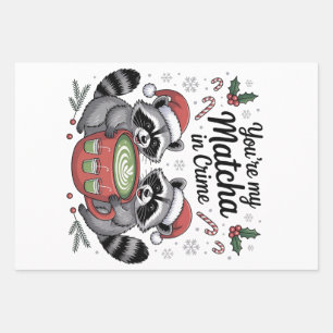 You're My Matcha in Crime Raccoon Lovers  Wrapping Paper Sheets