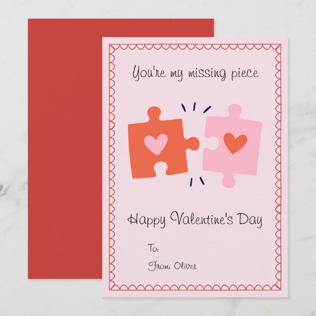 You're My Missing Piece Funny Valentines Day Holiday Card (Front/Back)