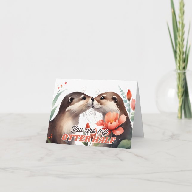 You're My Otter Half Otter Kissing Valentine Card (Front)