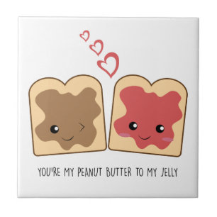 You're my Peanut Butter to my Jelly Kawaii Cute Ceramic Tile