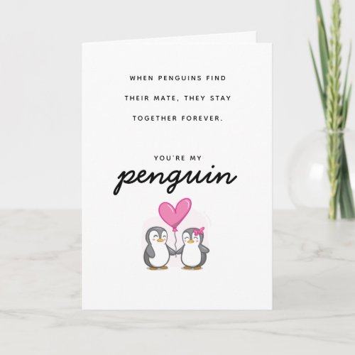 Youre My Penguin Partners For Life Valentines Day Card
