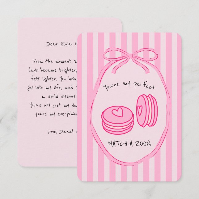 You're My Perfect Match-a-roon Funny Valentines Note Card (Front/Back)