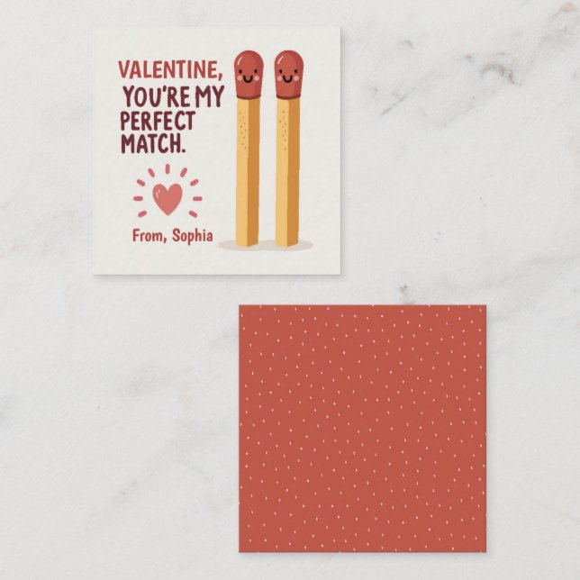 You're my perfect match Cute Valentine's Day Note Card (Front/Back)