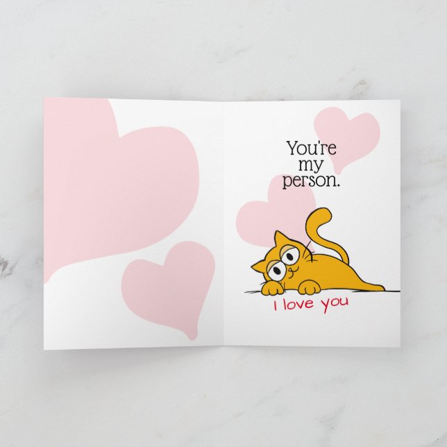You're My Person Cute Cat Greeting Card (Inside)