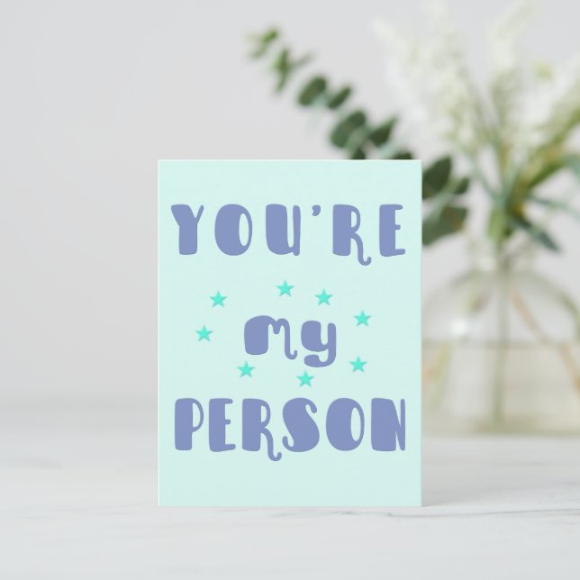 You're My Person, Fun Typography Romantic Postcard (Standing Front)