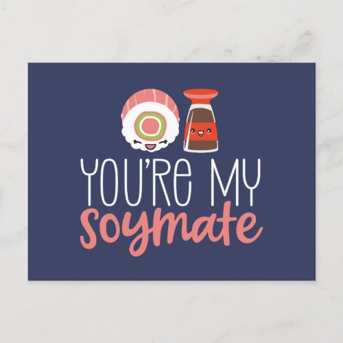Youre My Soymate Cute Pun Funny Valentines Day Postcard