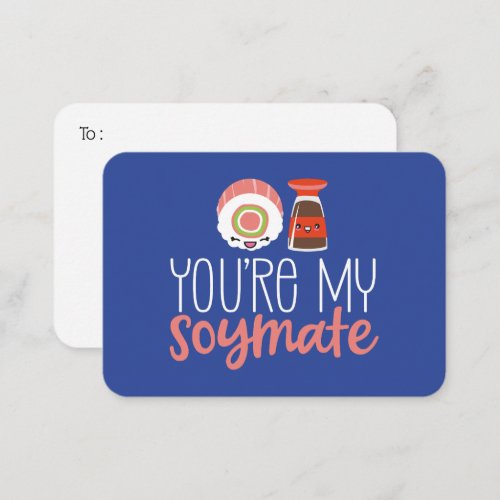 Youre My Soymate Funny Pun Cute Valentines Day Note Card