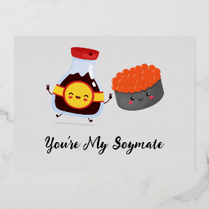 You're My Soymate , Soy Sauce Foil Holiday Postcard