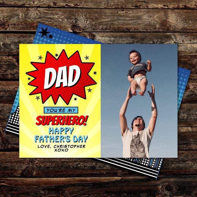 You're My Superhero Dad Father's Day Photo Card (Creator Uploaded)