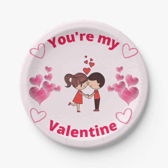 You're my Valentine - Valentines Day Party  Paper Plates (Front)