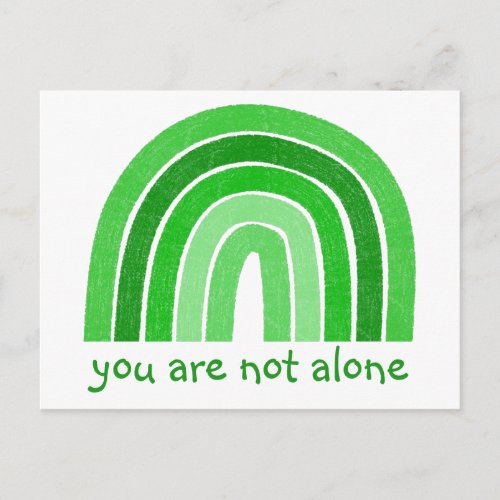 Youre not alone green for mental health awareness postcard