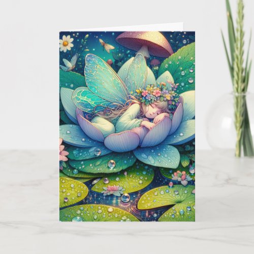 Youre on my Mind  Fairy Sleeping on a Flower Card