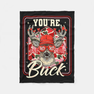 You're One Cool Buck Camouflage Valentine's Day Hu Fleece Blanket