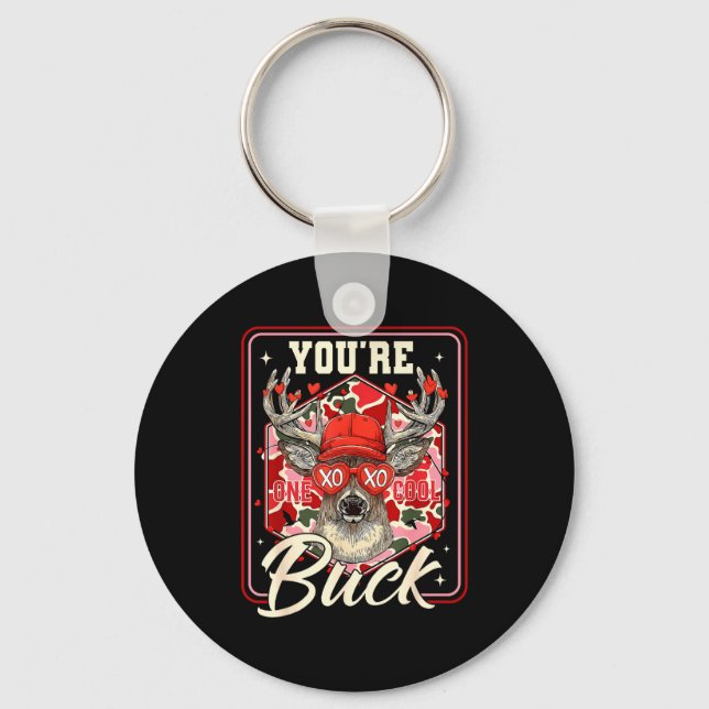 You're One Cool Buck Camouflage Valentine's Day Hu Keychain (Front)