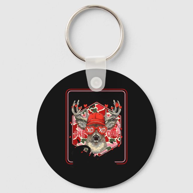You're One Cool Buck Camouflage Valentine's Day Hu Keychain (Front)