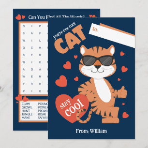 You're One Cool Cat Kids Valentine's Day Card