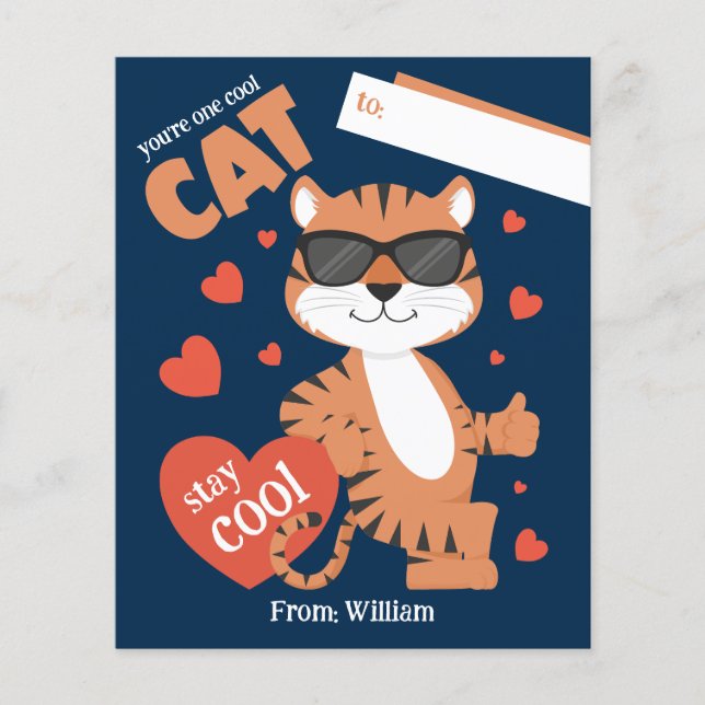 You're One Cool Cat Kids Valentine's Day Card (Front)