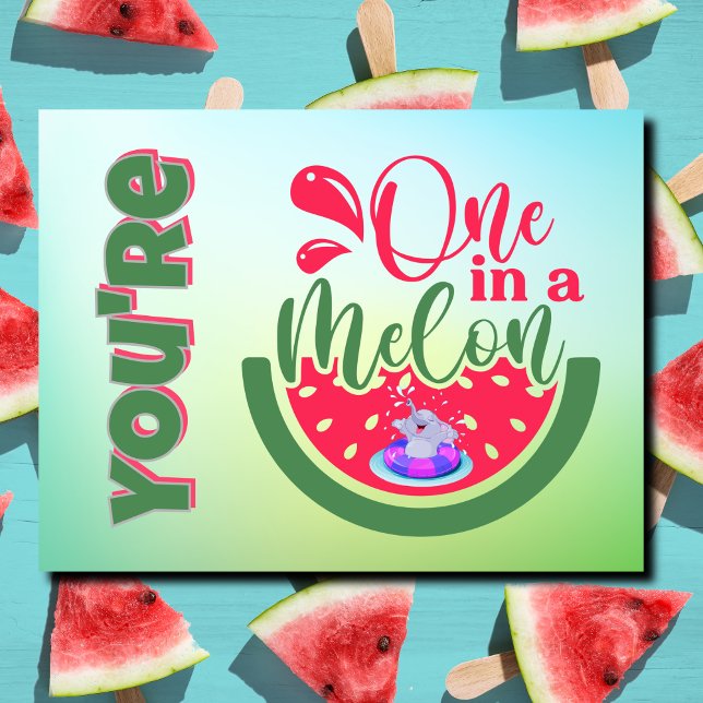 You're One in a Melon Elephant Thinking of You Postcard (Creator Uploaded)