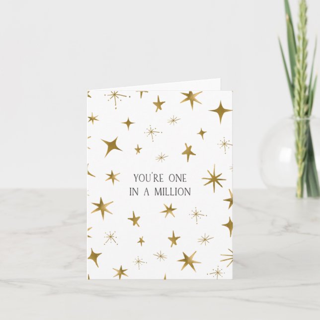 You're One in a Million- Gold Stars Card (Front)