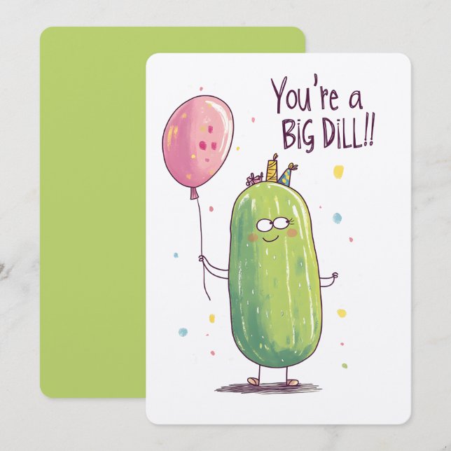 You're One in a Pickle! | A Big Dill of a Birthday Invitation (Front/Back)