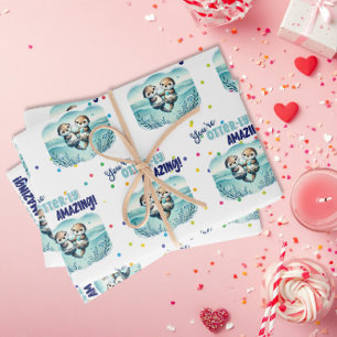 You're Otterly Amazing cute otter Valentine Wrapping Paper Sheets