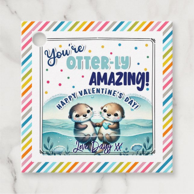 "You're Otterly Amazing" Valentine Gift Tag  (Front)
