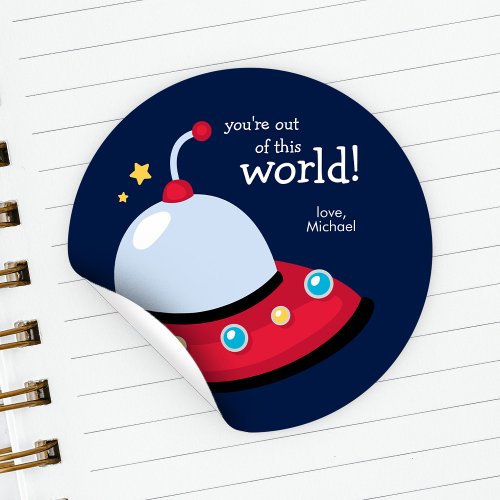 Youre Out of this World Kids School Valentines Classic Round Sticker