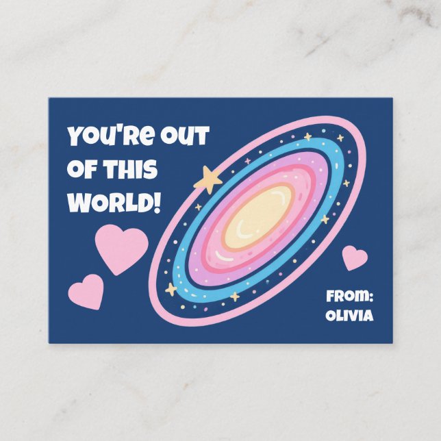 You're Out of This WORLD Kids Valentine's Note Card (Front)