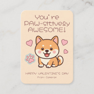 You're PAW-sitively AWESOME Kids Valentine's Note Card