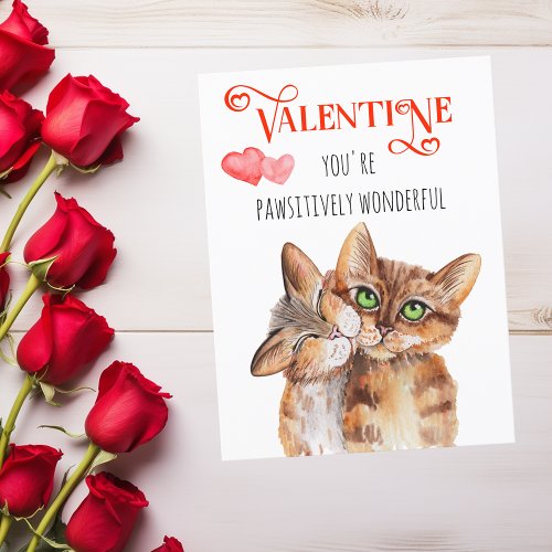 Youre Pawsitively Wonderful Valentine Cats Pun Po Postcard