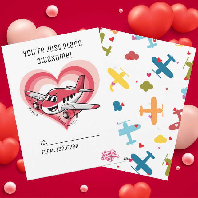 You're Plane Awesome Airplane Kids Valentine's Day Holiday Card (Creator Uploaded)