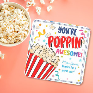 you're popping awesome thanks popcorn volunteer square sticker
