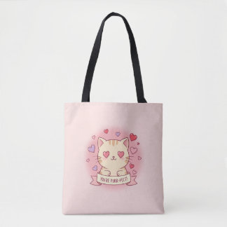 You're Purr-fect! Adorable Valentine's Day Cat Tote Bag