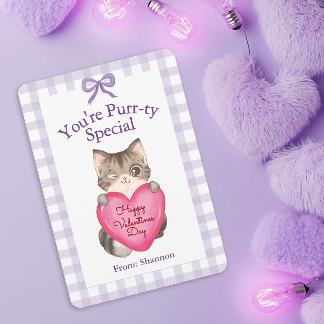 You're Purr-ty Special Kitty Cat Valentine's Day Note Card (Creator Uploaded)