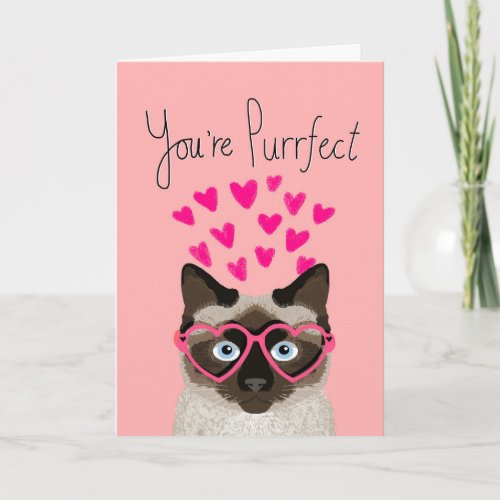 Youre Purrfect _ cat love heart glasses card