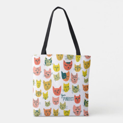 Youre Purrfect Cute Colorful Cats Tote Bag