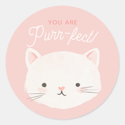 Youre Purrfect Kitty Cat Classroom Valentine Day Classic Round Sticker