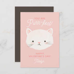 You're Purrfect Kitty Cat Classroom Valentine Day Note Card