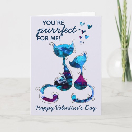Youre Purrfect Watercolor Cat Valentines Day Card