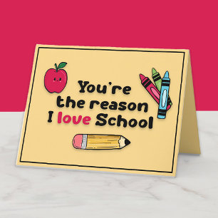You're Reason I Love School Teacher Appreciation Letterpress Thank You Card