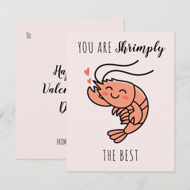 You're Shrimply The Best Cute Kids Valentine's Day Note Card (Front/Back)