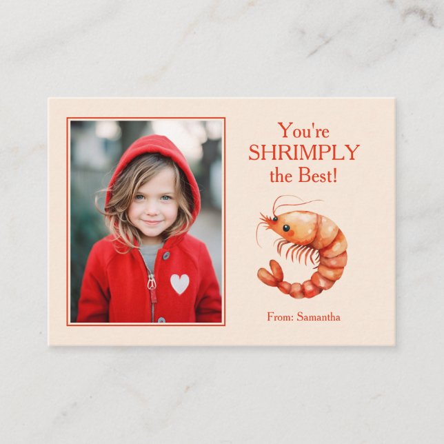 You're SHRIMPLY the Best Kids Valentine's Note Card (Front)