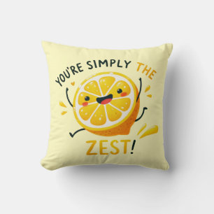 You're Simply the Zest" Lemon Design Throw Pillow