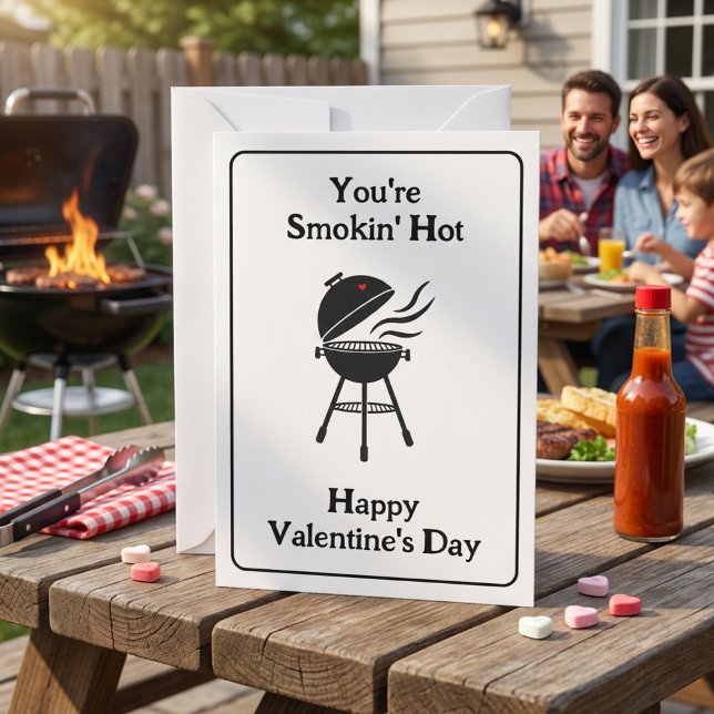 You're Smokin' Hot Funny BBQ Valentine’s Day Card (You're Smokin' Hot Funny BBQ Valentine’s Day Card)