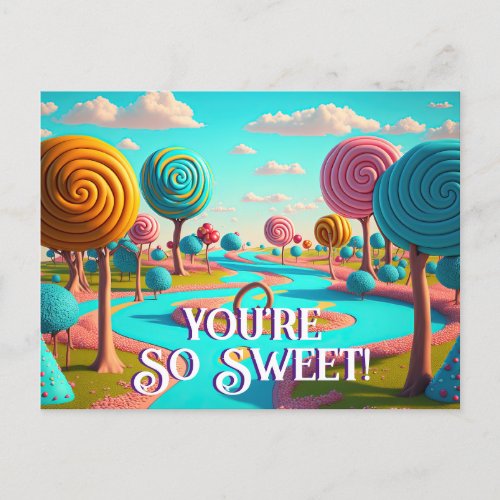 Youre So Sweet Candy Lane Lollipop Gum Drop Trees Postcard