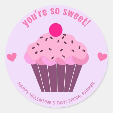 You're so Sweet - Cute Cupcake Classroom Valentine
