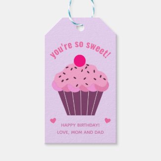 You're so Sweet - Cute Cupcake Kids' Birthday Gift Tags