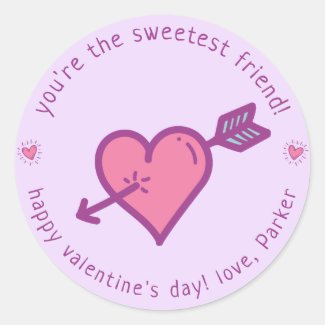 You're so Sweet - Cute Heart and Arrow Valentine Classic Round Sticker